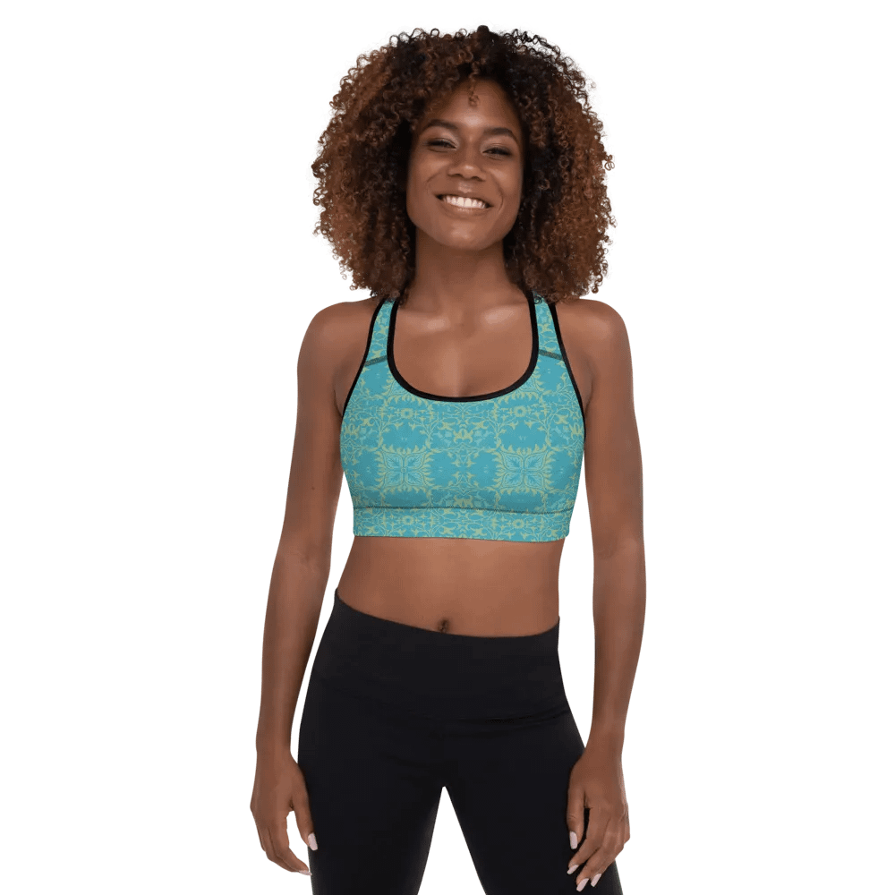 Turq Lime All-Over Print Padded Sports Bra product image (1)