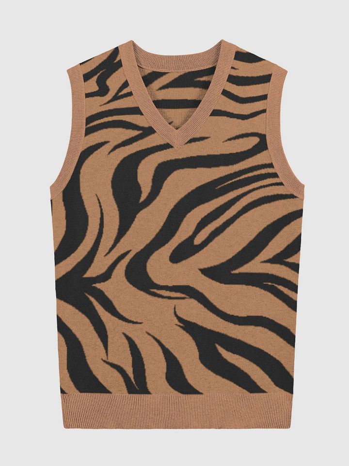 Tiger-print Knitted V-Neck Vest product image (1)