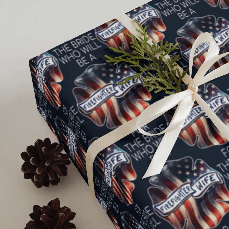Wrapping Paper For The Bride To Be A Firefighter Wife Gift Wrap Sheet Set product image (6)