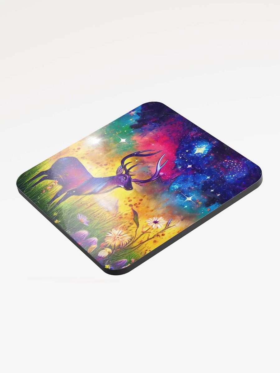 Cosmic Deer Glossed Cork Coaster product image (3)