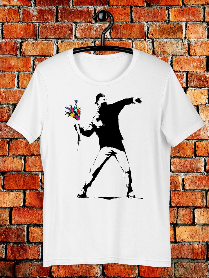 Banksy Flower Thrower T-Shirt – Street Art Protest Graphic Tee product image (1)