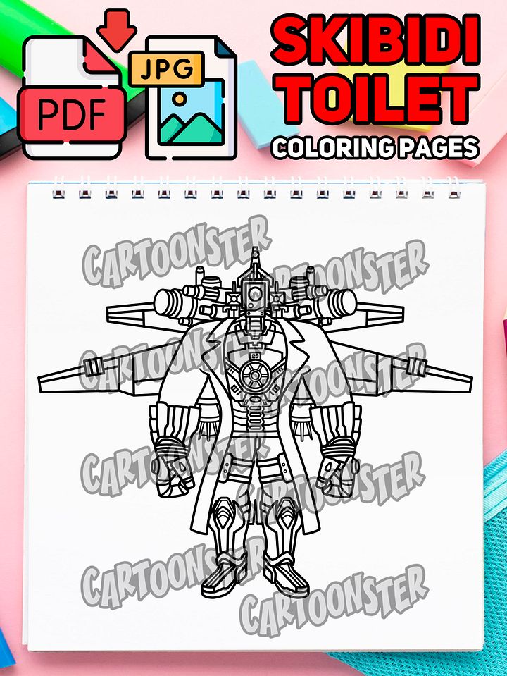 Upgraded Burn Titan Cameraman from Skibidi Toilet Garry's Mod | Coloring Page | Printable PDF & JPG product image (1)