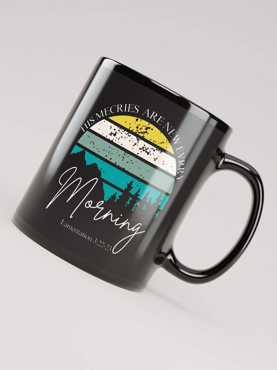 Tranquil Morning Black Glossy Mug – Inspirational Christian Coffee Cup – Durable Ceramic by KKacreations product image (8)