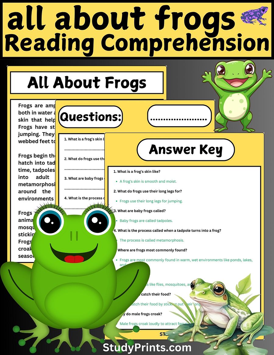 all about frogs reading comprehension worksheets product image (1)