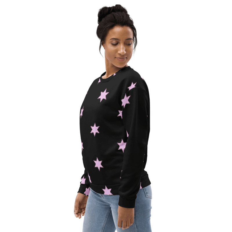 Abstract Repeating Pink Stars Unisex All Over Print Sweatshirt product image (8)