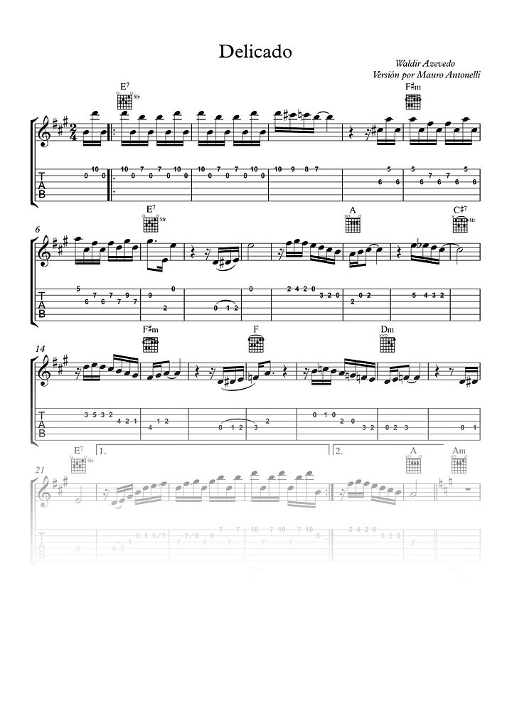 Delicado - Partitura + Tabs + Acordes + Pista product image (1)