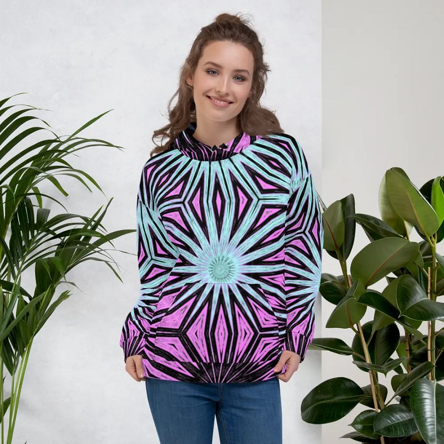 Abstract Striking Modern Circles Unisex Pull On Hoodie product image (3)