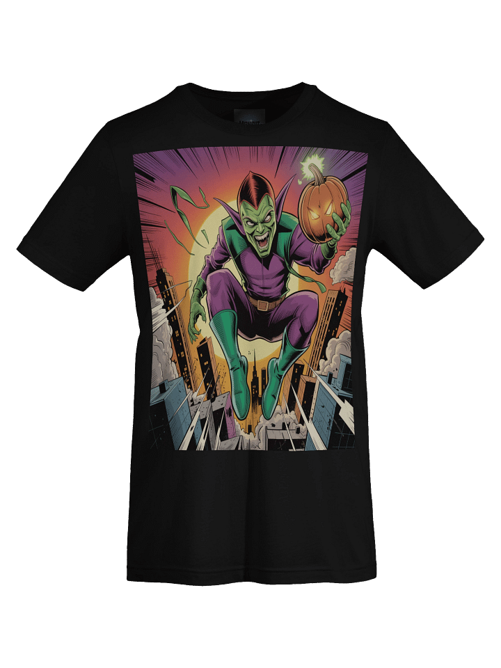 Green Goblin Twilight Terror Supersoft T-Shirt – Pumpkin Siege Sunset product image (1)