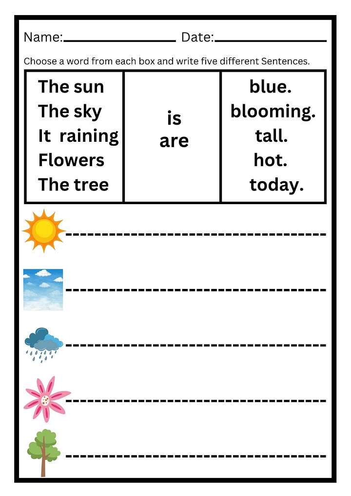Learning About Nature : Simple Sentences Worksheet for Beginners product image (2)