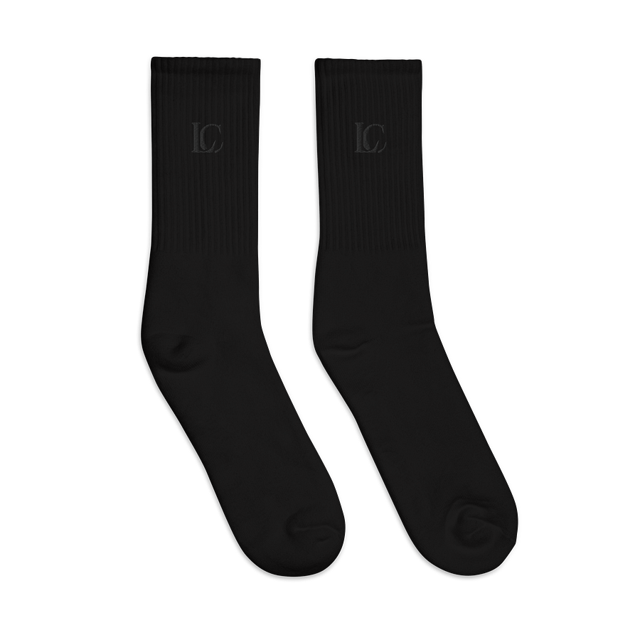 Embroidered Crew Socks (Black) product image (3)