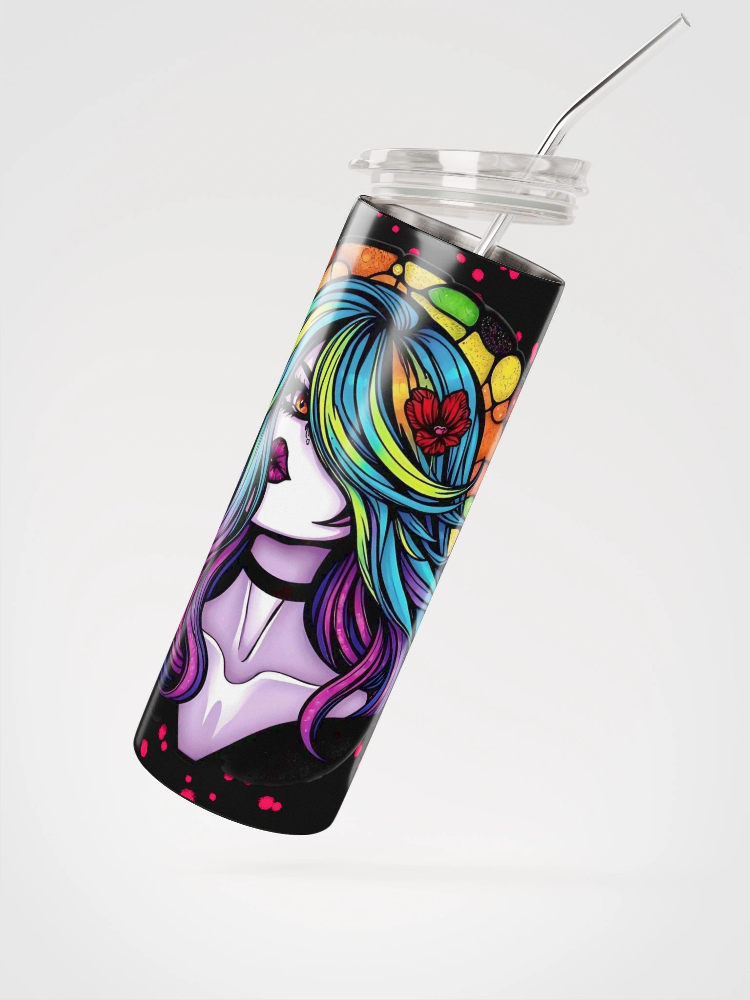 Vibrant Stained Glass Woman Stainless Steel Tumbler product image (2)