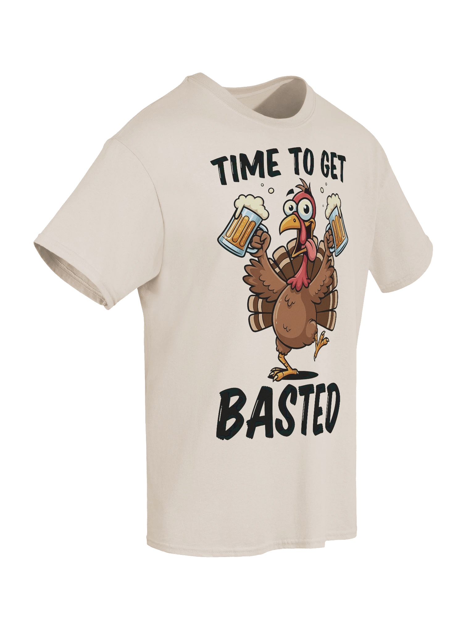 "Time to Get Basted" Funny Thanksgiving Beer Turkey T-Shirt product image (2)