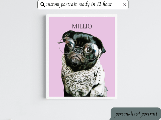 Pet Portrait Custom and Personalized. Pet Dog Wall Art DIGITAL DOWNLOAD, Custom Pet Portrait in Oil Painting Style, Pet Memorial Gift product image (3)