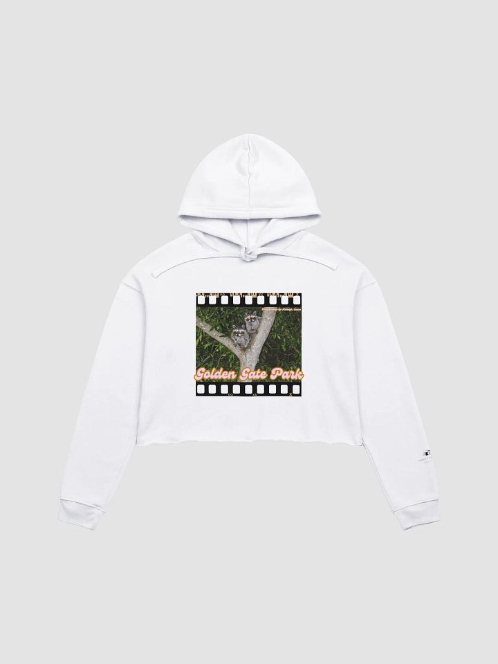 Golden Gate Park Raccoons Crop Top Hoodie (White) product image (1)