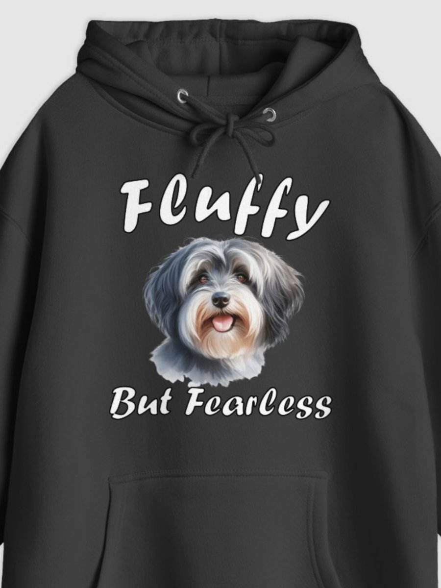 Fluffy But Fearless Dog Illustrated Pullover Hoodie (Front Only) product image (1)
