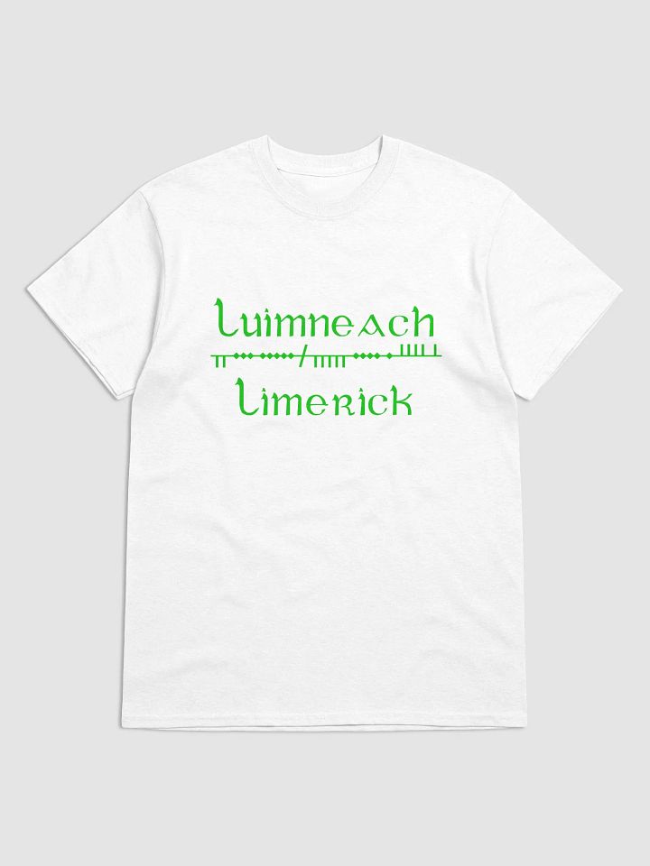 Limerick/Luimneach Scholastic style Ogham white Printed T-shirt product image (1)
