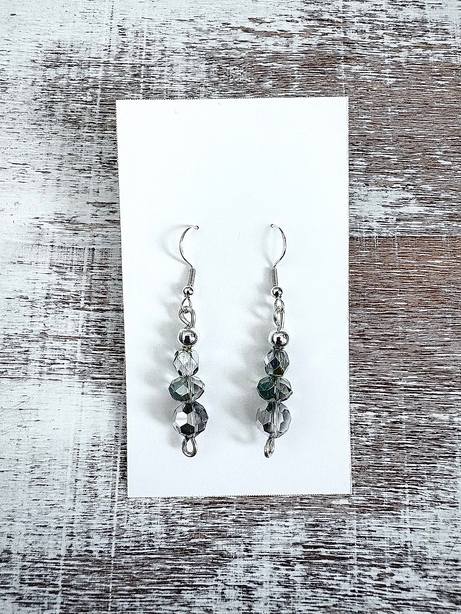 Handmade Glass & Silver-Tone Metallic Pillar Earrings | Monique Faella Designs™ | MFD-00092 through MFD-00096 product image (2)