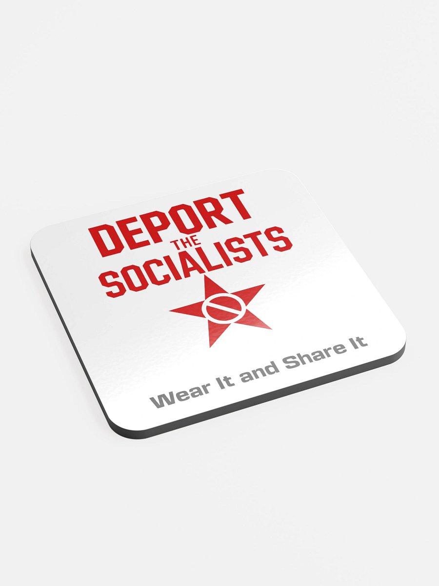 Deport The Socialists Glossed Cork Coasters - red star product image (2)
