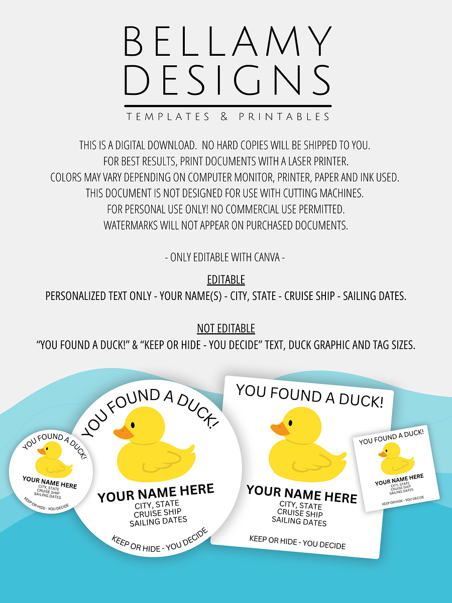 Editable Cruise Duck Tags - Circles & Squares product image (9)