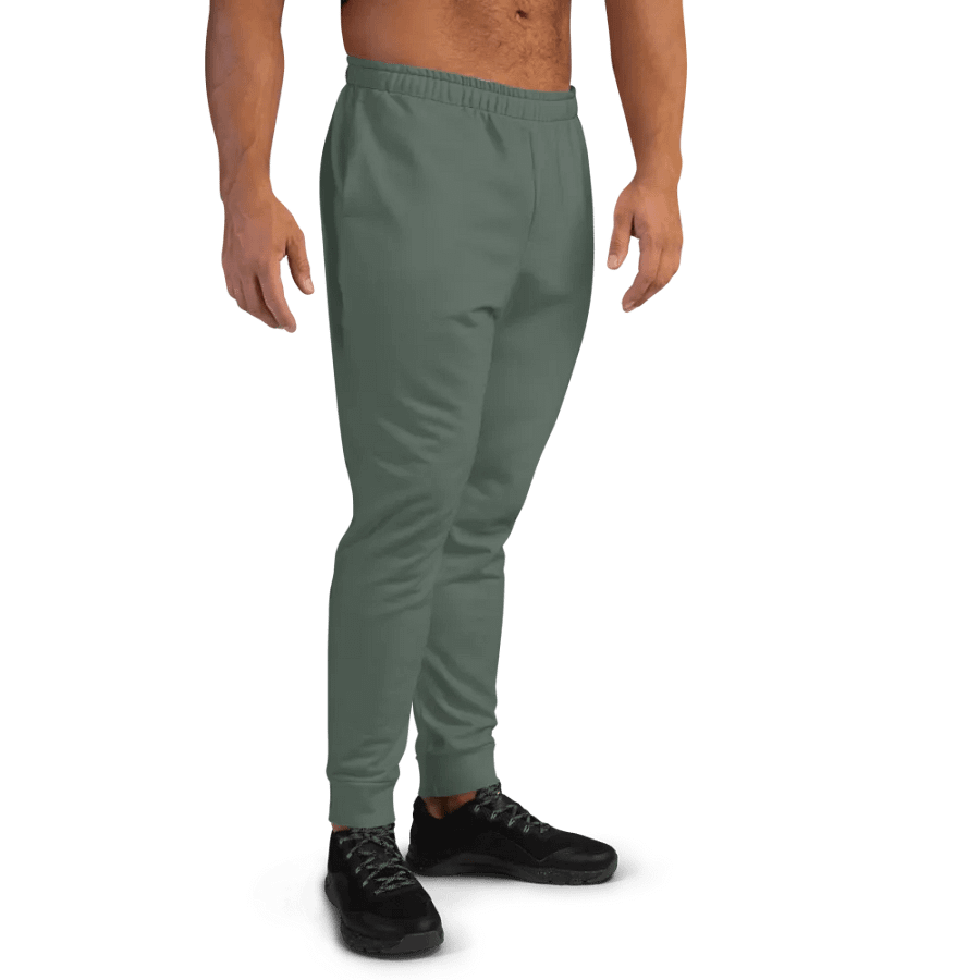 Plain Dark Sage Green Soft Summer Recycled Polyester Premium Men's Joggers by Treasure Pie product image (8)