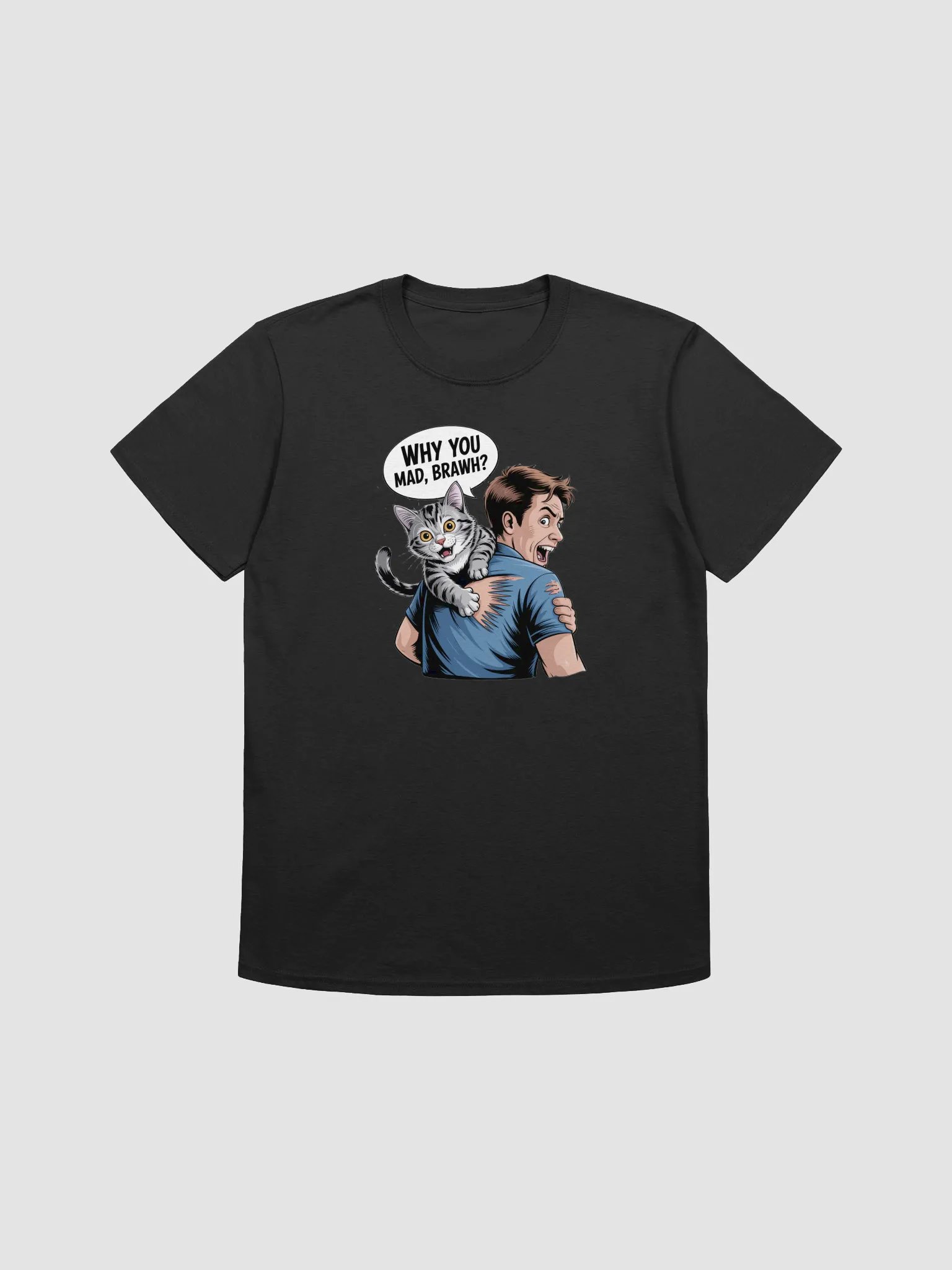 Cat Sharpening Claws on Owner Unisex T-Shirt product image (3)