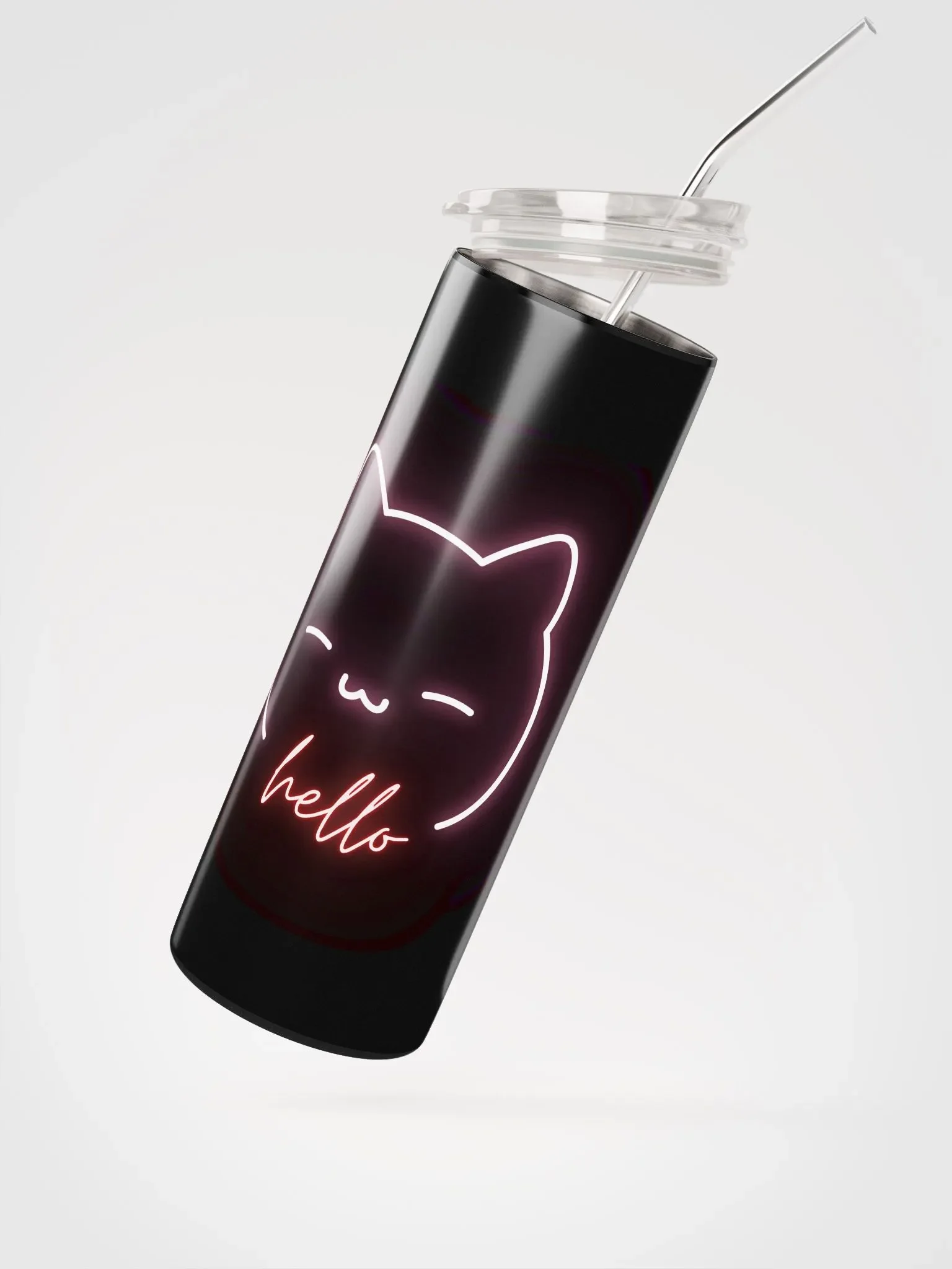 Neon Hello Cat Stainless Steel Tumbler product image (2)
