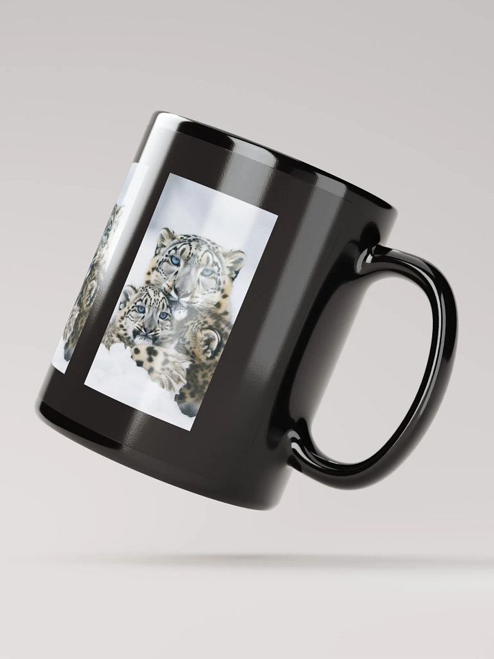 Snow Leopard Cuddle Black Glossy Mug product image (4)