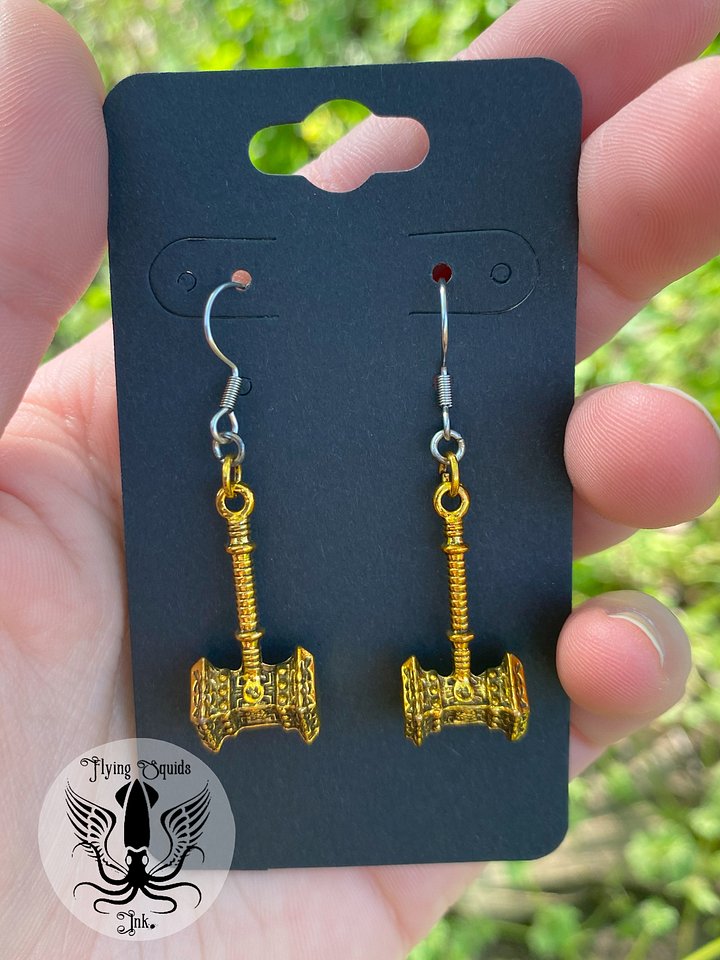 Earrings- Golden War Hammer product image (1)