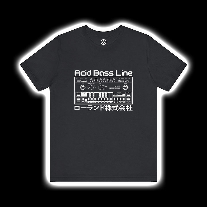 TB-303 T-Shirt - Roland 303 Acid Bass Line Synthesizer) by Vintage Voltage (WHITE PRINT) product image (1)