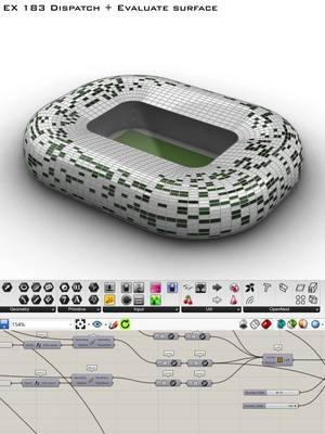 Grasshopper - EX 183 - Dispatch + Evaluate surface#architecturestudent #parametricdesign #architect #rendering #model #grasshopper3d #models #parametricarchitecture #architectureschool #architecturedesign #zahahadid #architecturemodel #modeling #render #architecturetiktok #architecture #architecturestudentlife #grasshopper #design #rhino