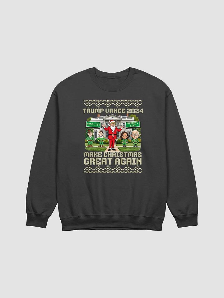 TRUMP VANCE 2024 MAKE CHRISTMAS GREAT AGAIN UNISEX CHRISTMAS SWEATER VICTORY PATRIOTIC SWEATSHIRT FOR LOYAL TRUMP SUPPORTERS USA POLITICS APPAREL BOLD STATEMENT ELECTION TEE product image (2)