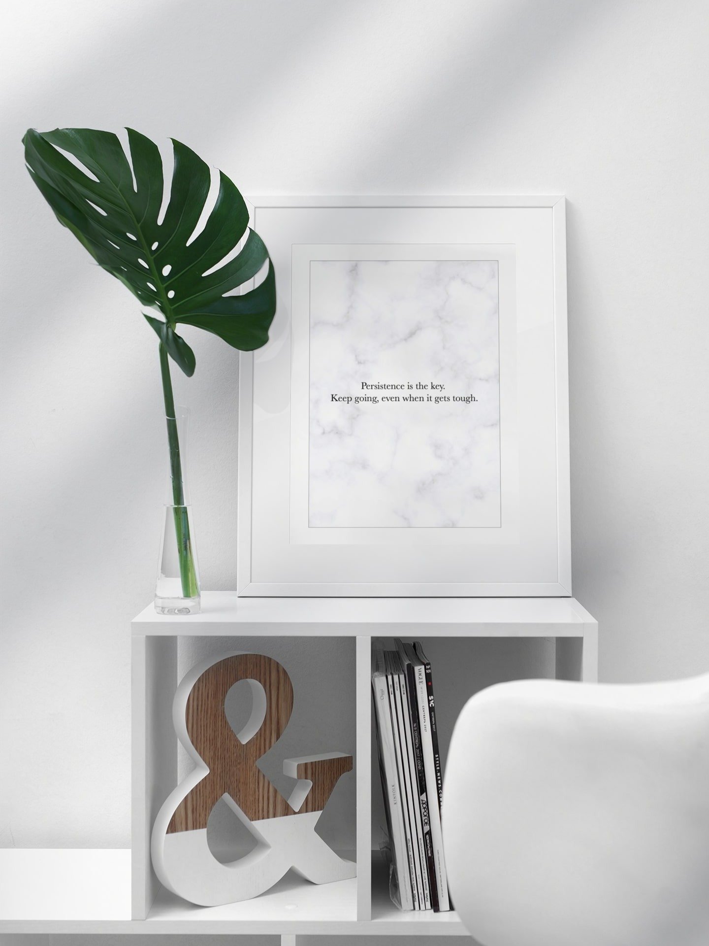 Inspirational Marble Quote Poster, "Persistence is the Key" Motivational Wall Art, Encouraging Office Decor, Resilience and Determination product image (3)