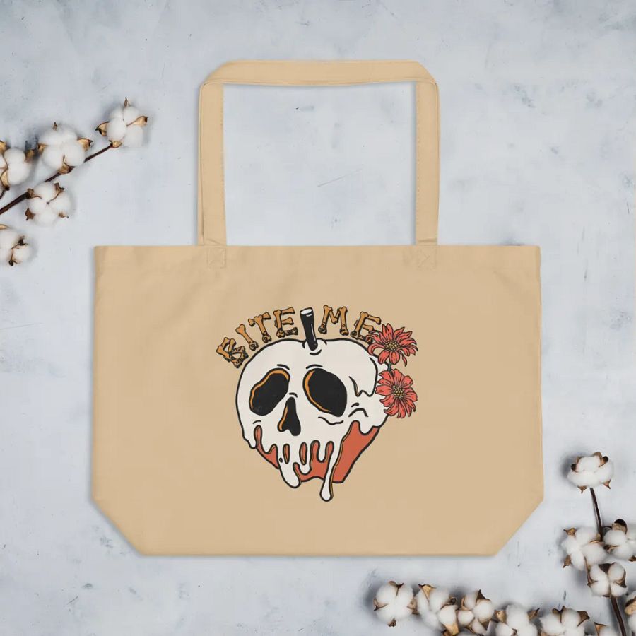 Macabre Whimsy Apple Skull Tote Bag product image (3)