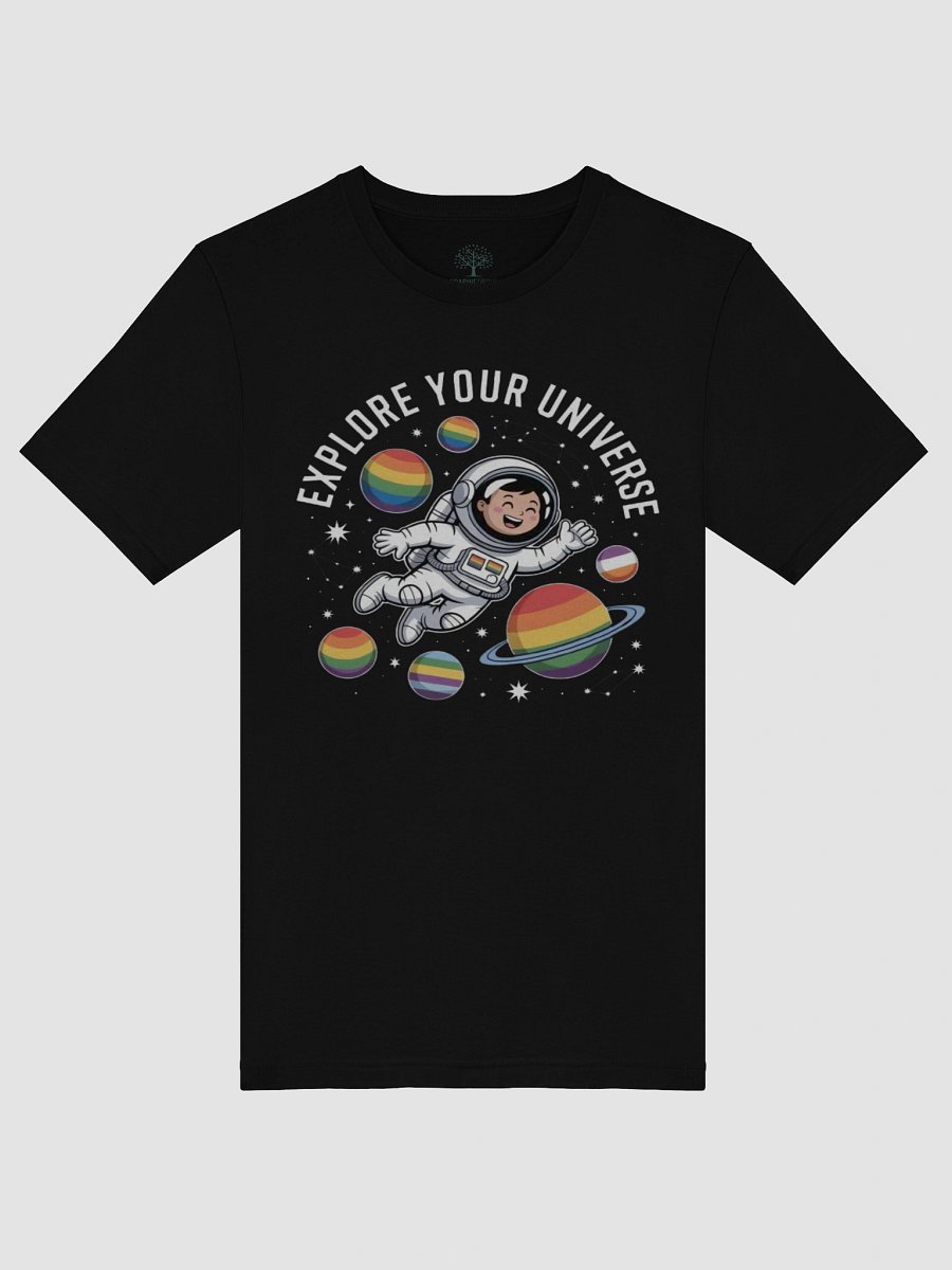 Unisex "Explore Your Universe" Rainbow Space Astronaut T-Shirt product image (55)