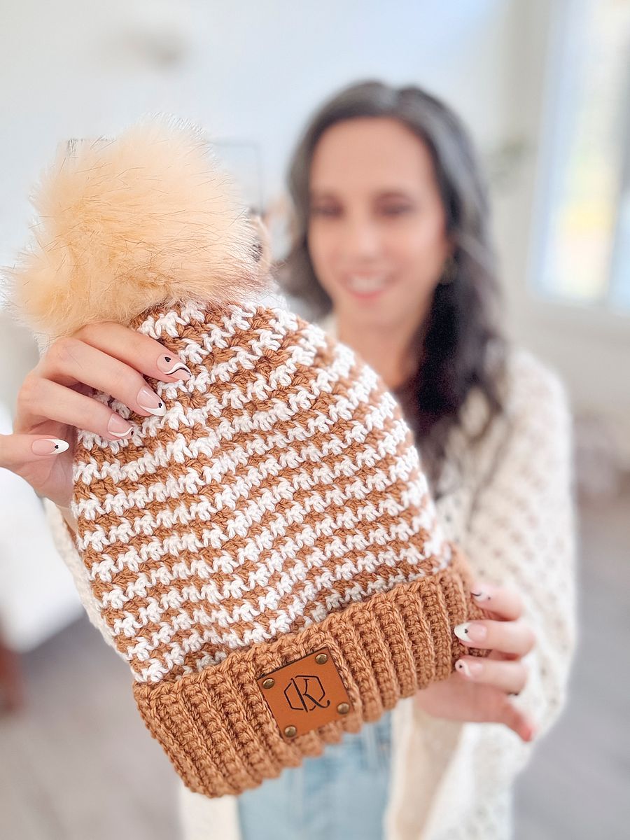 Houndstooth Crochet Beanie Pattern (6 Sizes) product image (6)