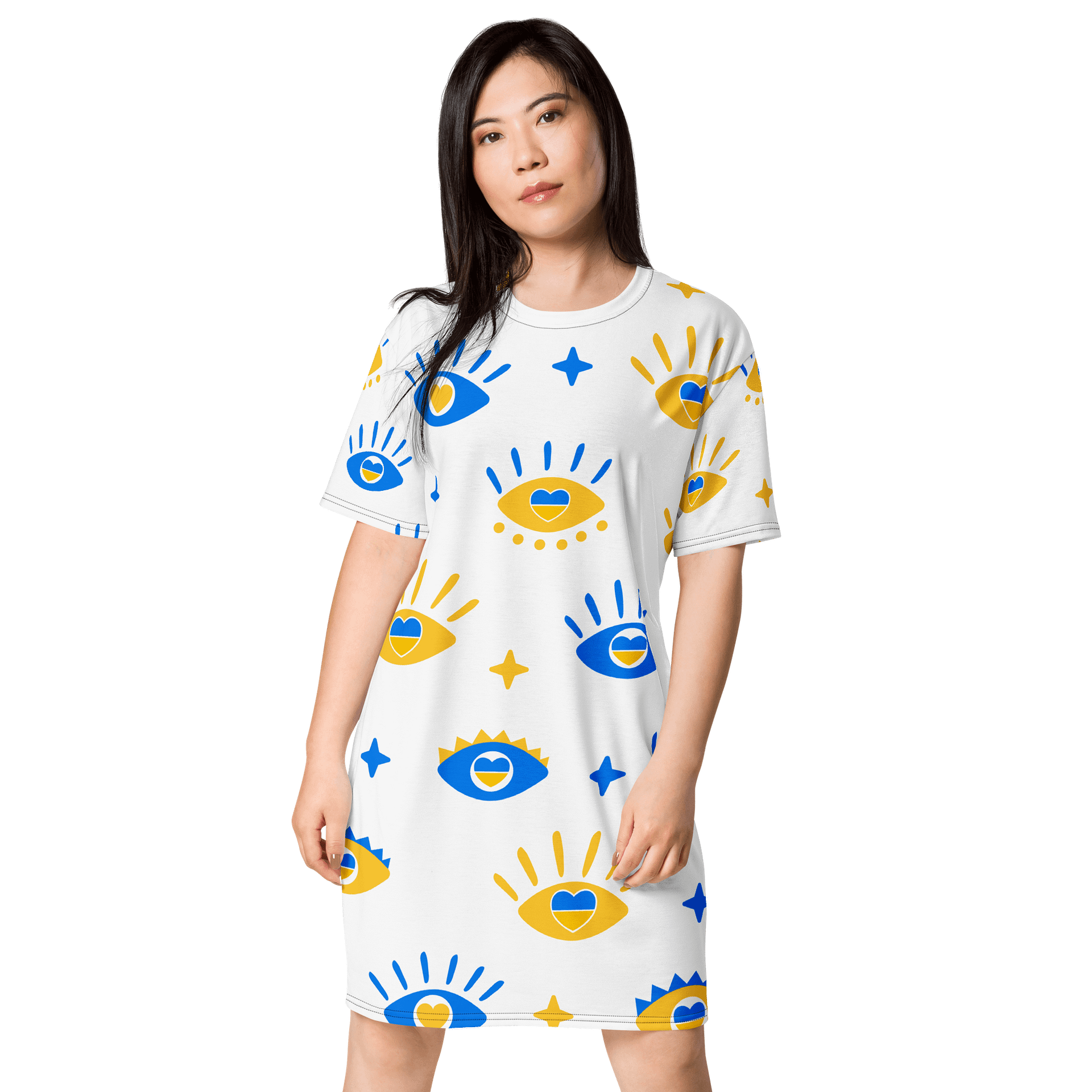 TDS Women's Oversized Eye & Heart Print T-Shirt Dress product image (1)