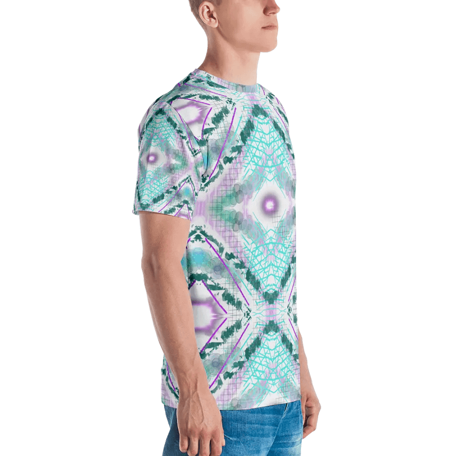 Aqua Mesh Geometric Design T-Shirt product image (3)