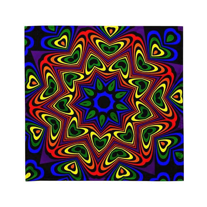 Queer Hearts Art Bandana, Rainbow Black Kaleidoscope Gay Pride Accessory product image (3)