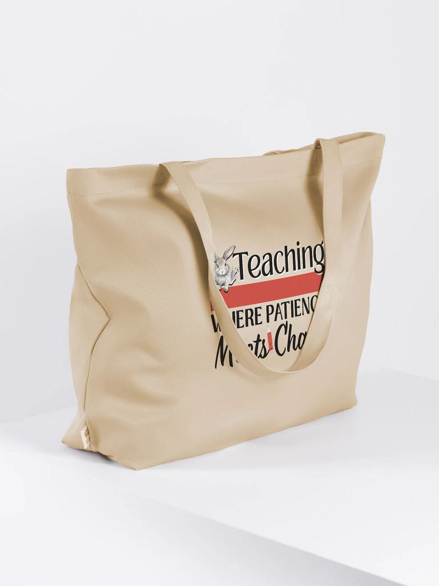 Bunny Teaching Where Patience Meets Chaos, Teacher Eco Tote Bag - Cream product image (3)