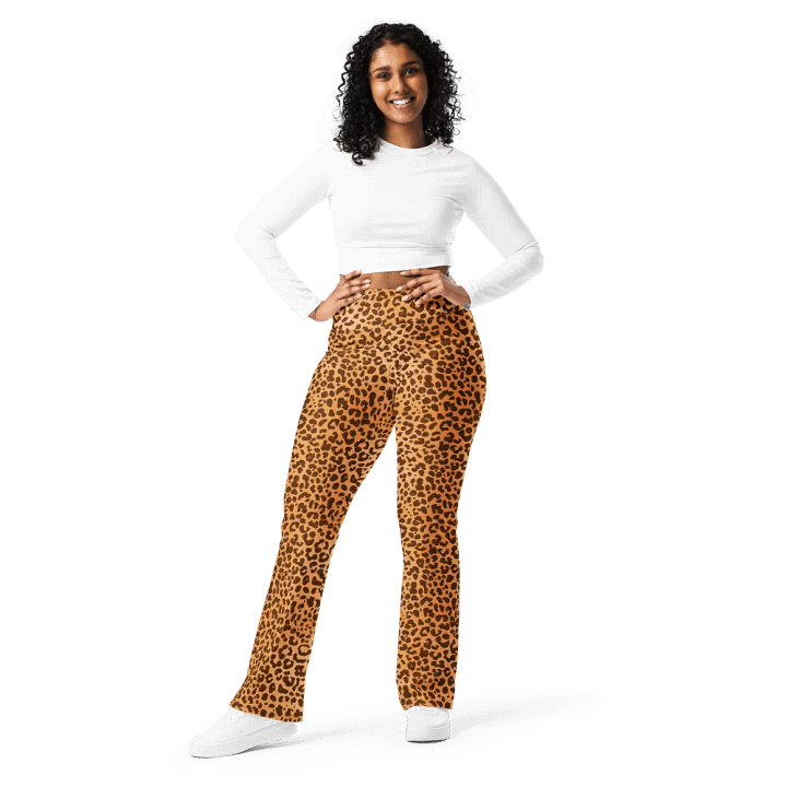 Brown Leopard Print Flare Leggings product image (1)