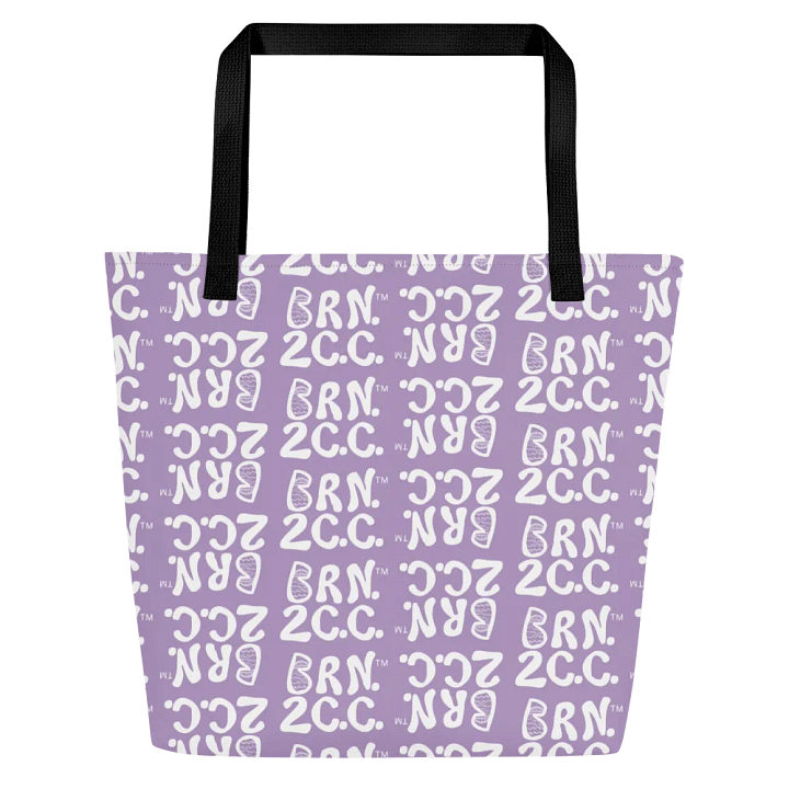 BRN.2C.C.™ | Large Tote Bag with Pocket | Coastal Classic | All-Over Logo Print | White Logo Repeat on East Side Lavender product image (1)
