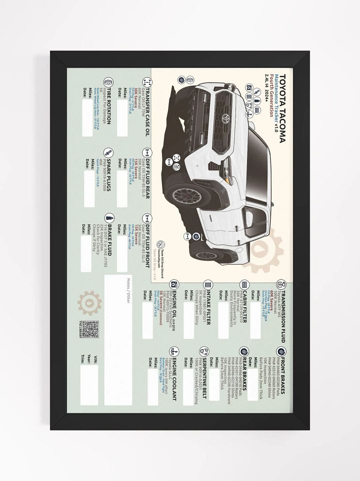 4TH GEN MAINTENANCE TRACKER V1.0 - White (FRAMED) product image (2)