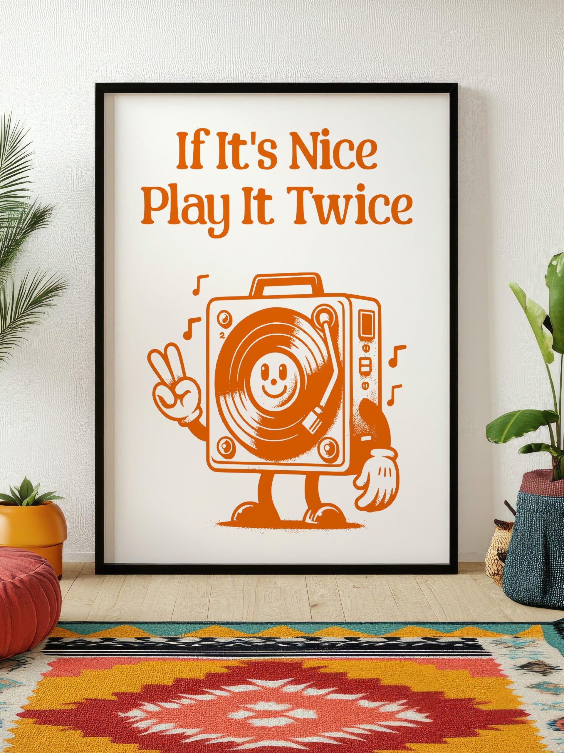 If It's Nice Play It Twice Vinyl Player Mascot Retro Art Print product image (2)