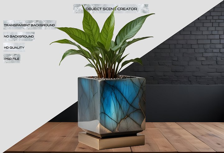 Stellar Luxe – Labradorite and Bronze Planter PNG product image (2)