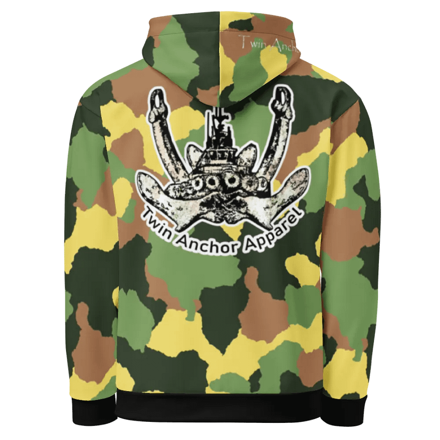 Green Camouflage Twin Anchor Logo Hoodie product image (6)