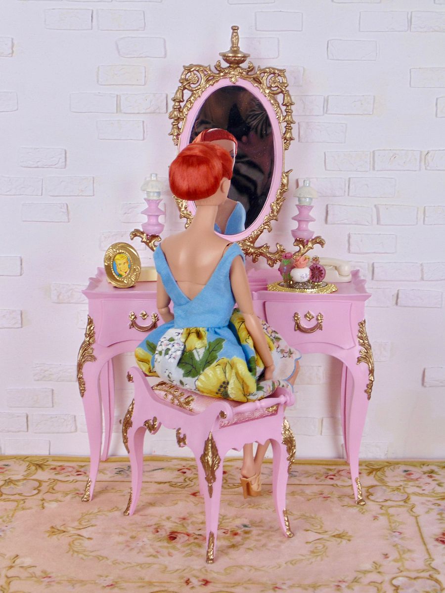 Refurbished vintage Susy Goose vanity for 12” fashion dolls PINK product image (3)