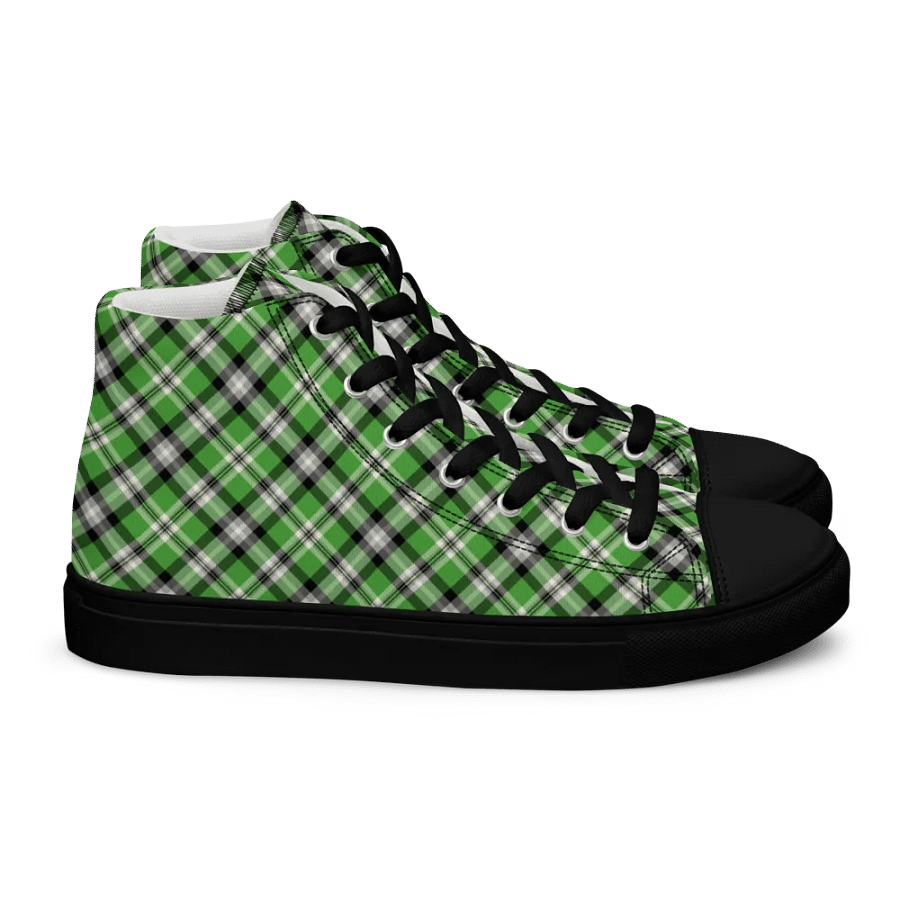 Bright Green Plaid Men's High Top Shoes product image (3)