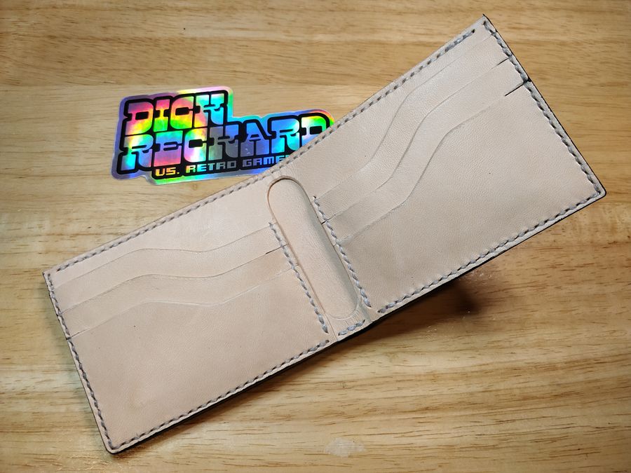 Handmade Billfold Wallet in Full Grain Turquoise Pull-up Leather product image (3)