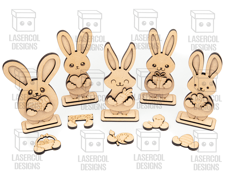 Easter Bunny Bundle Set (10 Styles, 2 Sizes) - Laser Cut Files product image (2)