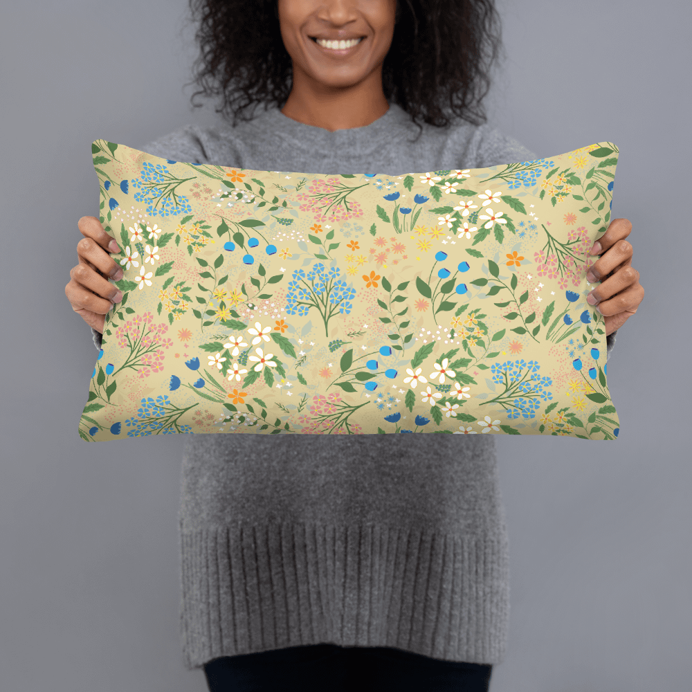 “Where the Food Lives” Floral Pillow in Tan product image (1)